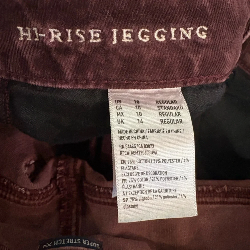 American Eagle Wine Red Corduroy Jeggings - Picture 9 of 9